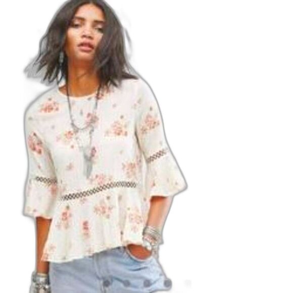 Denim & Supply by Ralph Lauren Peplum Top with Floral Print Size Medium - Picture 1 of 5
